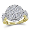 14kt Yellow Gold Womens Round Diamond Right Hand Cluster Ring 2.00 Cttw