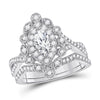 14kt White Gold Womens Marquise Diamond Bridal Wedding Engagement Ring Band Set 1.00 Cttw (Certified)