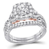 14kt Two-tone Gold Womens Round Diamond Bridal Wedding Engagement Ring Band Set 1-3/4 Cttw (Certified)