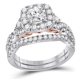 14kt Two-tone Gold Womens Round Diamond Bridal Wedding Engagement Ring Band Set 1-3/4 Cttw (Certified)