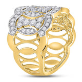 14kt Yellow Gold Womens Round Diamond Right Hand Band Ring 1-1/3 Cttw