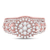14kt Rose Gold Womens Round Diamond Bridal Wedding Engagement Ring Band Set 1.00 Cttw