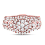 14kt Rose Gold Womens Round Diamond Bridal Wedding Engagement Ring Band Set 1.00 Cttw