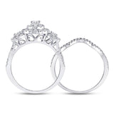 14kt White Gold Womens Oval Diamond Bridal Wedding Engagement Ring Band Set 1.00 Cttw (Certified)