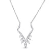 14kt White Gold Womens Round Diamond Modern-V Fashion Necklace 1/4 Cttw