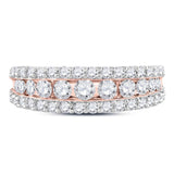 14kt Rose Gold Womens Round Brown Diamond Band Ring 1.00 Cttw