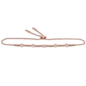 14kt Rose Gold Womens Round Brown Diamond Single Row Bolo Bracelet 1/2 Cttw