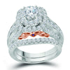 14kt Two-tone Gold Womens Round Diamond Bridal Wedding Engagement Ring Band Set 2.00 Cttw (Certified)