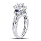 14kt White Gold Womens Oval Diamond Bridal Wedding Engagement Ring Band Set 1.00 Cttw (Certified)