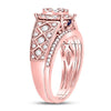 14kt Rose Gold Womens Round Diamond Bridal Wedding Engagement Ring Band Set 1.00 Cttw