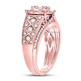 14kt Rose Gold Womens Round Diamond Bridal Wedding Engagement Ring Band Set 1.00 Cttw