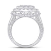 14kt White Gold Womens Princess Diamond Cluster Bridal Wedding Engagement Ring 3-1/2 Cttw