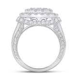 14kt White Gold Womens Princess Diamond Cluster Bridal Wedding Engagement Ring 3-1/2 Cttw