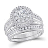 14kt White Gold Womens Round Diamond Bridal Wedding Engagement Ring Band Set 2.00 Cttw (Certified)