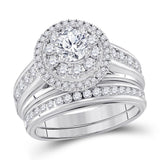14kt White Gold Womens Round Diamond Bridal Wedding Engagement Ring Band Set 2.00 Cttw (Certified)
