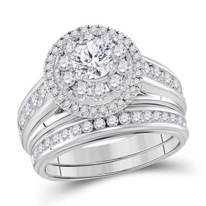 14kt White Gold Womens Round Diamond Bridal Wedding Engagement Ring Band Set 2.00 Cttw (Certified)