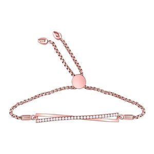 14kt Rose Gold Womens Round Diamond Crossover Bolo Bracelet 3/8 Cttw