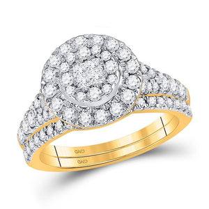 14kt Yellow Gold Womens Princess Diamond Bridal Wedding Engagement Ring Band Set 1.00 Cttw