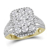 14kt Yellow Gold Womens Round Diamond Right Hand Cluster Ring 1-3/4 Cttw