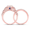 14kt Rose Gold Womens Round Diamond Bridal Wedding Engagement Ring Band Set 1.00 Cttw