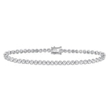 14kt White Gold Womens Round Diamond Timeless Tennis Bracelet 1.00 Cttw