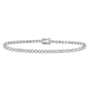 14kt White Gold Womens Round Diamond Timeless Tennis Bracelet 1.00 Cttw