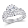14kt White Gold Womens Round Diamond Bridal Wedding Engagement Ring Band Set 1-3/4 Cttw (Certified)