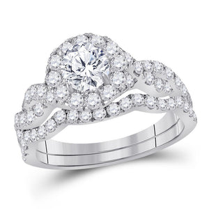 14kt White Gold Womens Round Diamond Bridal Wedding Engagement Ring Band Set 1-3/4 Cttw (Certified)