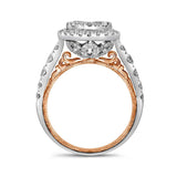 14kt Two-tone Gold Womens Round Diamond Fashion Cluster Ring 2.00 Cttw