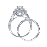 14kt White Gold Womens Princess Diamond Bridal Wedding Engagement Ring Band Set 2.00 Cttw (Certified)