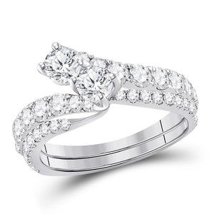 14kt White Gold Womens Round Diamond Bridal Wedding Engagement Ring Band Set 1-1/2 Cttw (Certified)