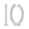 14kt White Gold Womens Round Diamond Inside-Outside Hoop Earrings 1.00 Cttw