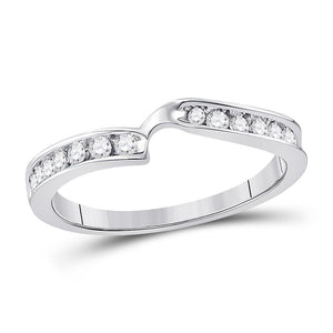 10kt White Gold Womens Round Diamond 2-stone Wedding Band 1/4 Cttw