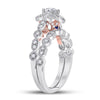 14kt Two-tone Gold Womens Round Diamond Starburst Bridal Wedding Ring Set 3/4 Cttw (Certified)