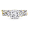 14kt Yellow Gold Womens Round Diamond Bridal Wedding Engagement Ring Band Set 1/2 Cttw (Certified)