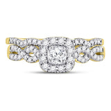 14kt Yellow Gold Womens Round Diamond Bridal Wedding Engagement Ring Band Set 1/2 Cttw (Certified)