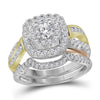 14kt Tri-Tone Gold Womens Round Diamond Bridal Wedding Engagement Ring Band Set 1.00 Cttw (Certified)