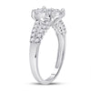 14kt White Gold Womens Round Diamond Flower Cluster Ring 1.00 Cttw