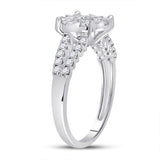 14kt White Gold Womens Round Diamond Flower Cluster Ring 1.00 Cttw