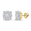 14kt Yellow Gold Womens Round Diamond Halo Solitaire Earrings 1-3/8 Cttw