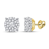 14kt Yellow Gold Womens Round Diamond Halo Solitaire Earrings 1-3/8 Cttw