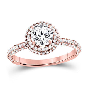 14kt Rose Gold Womens Round Diamond Solitaire Bridal Wedding Engagement Ring 1-5/8 Cttw (Certified)