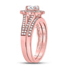 14kt Rose Gold Womens Oval Diamond Bridal Wedding Engagement Ring Band Set 1.00 Cttw (Certified)