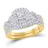 14kt Yellow Gold Womens Princess Diamond Bridal Wedding Engagement Ring Band Set 1.00 Cttw (Certified)