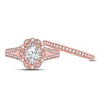 14kt Rose Gold Womens Oval Diamond Bridal Wedding Engagement Ring Band Set 1.00 Cttw (Certified)