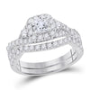 14kt White Gold Womens Princess Diamond Bridal Wedding Engagement Ring Band Set 1-1/2 Cttw (Certified)