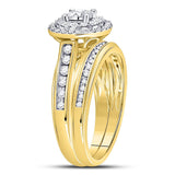 14kt Yellow Gold Womens Round Diamond Bridal Wedding Engagement Ring Band Set 1/2 Cttw