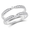 14kt White Gold Womens Round Diamond Wrap Ring Guard Enhancer 1/4 Cttw