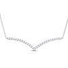 14kt White Gold Womens Round Diamond Fashion Chevron Bar Necklace 1.00 Cttw