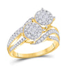 14kt Yellow Gold Womens Princess Diamond Cluster Bridal Wedding Engagement Ring 1.00 Cttw